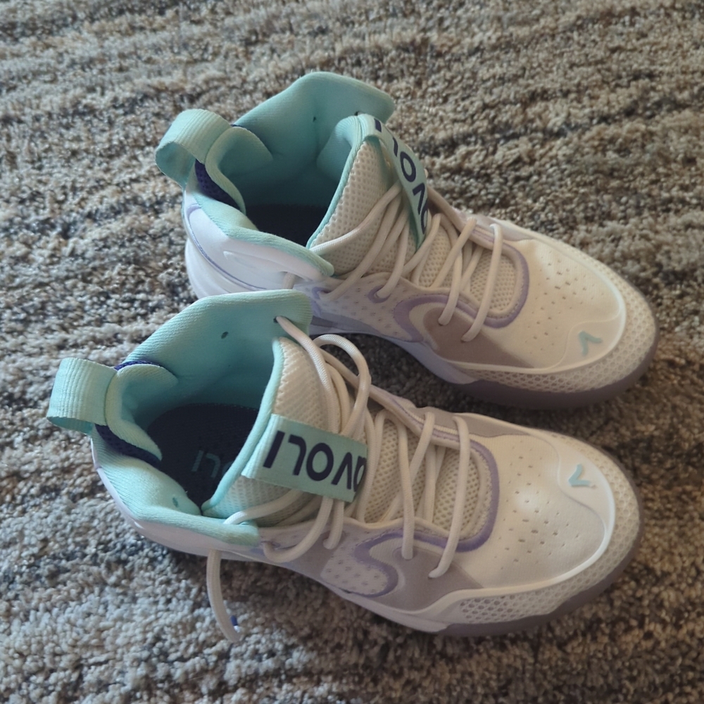 Avoli Kids White and Purple High-Top Volunteer Shoes